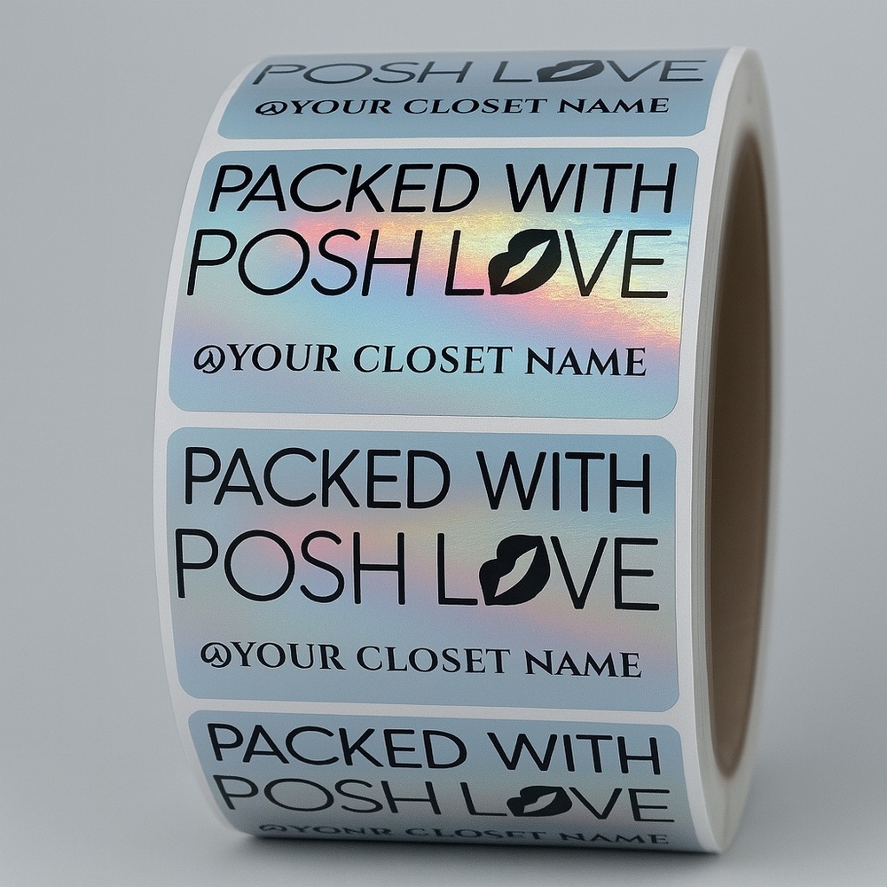 Custom w/poshmark closet Packed With Posh Love 2”  Holographic  Stickers  NEW